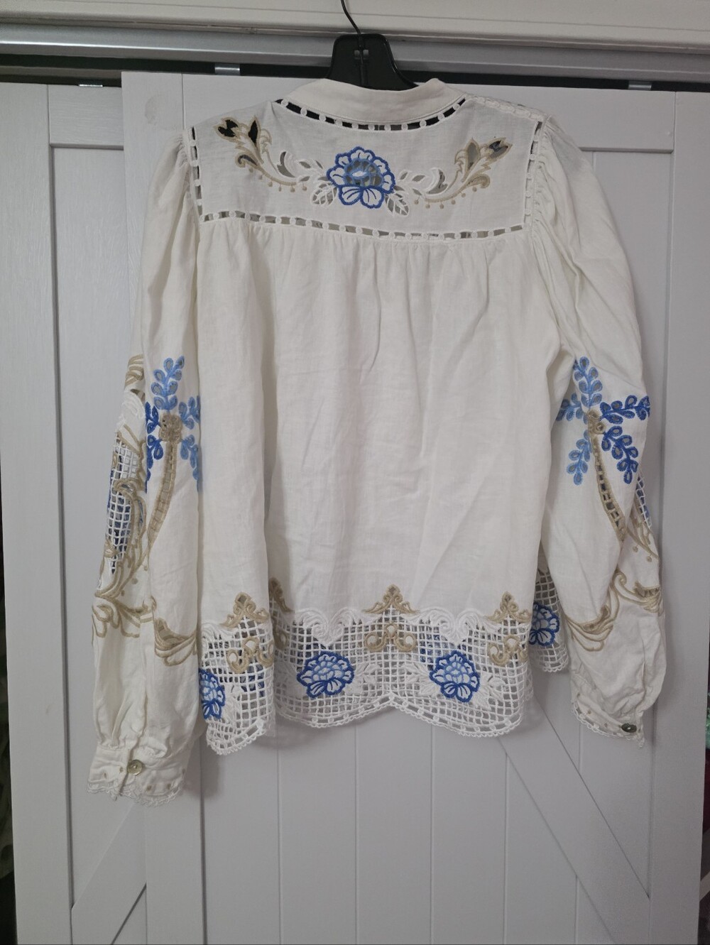 Farm Rio Romantic Richelieu Off-White Blouse - Picture 3 of 6